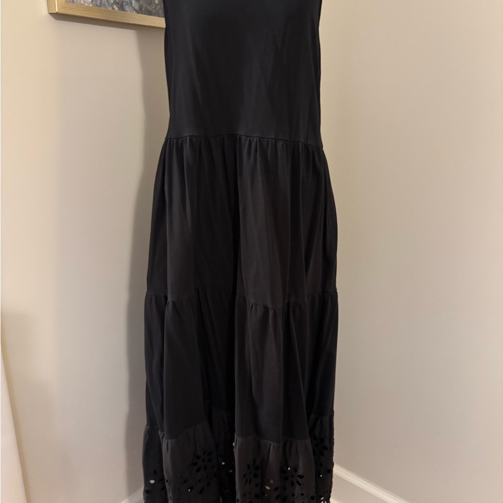 J. Crew Black Pleated  eyelet long brass